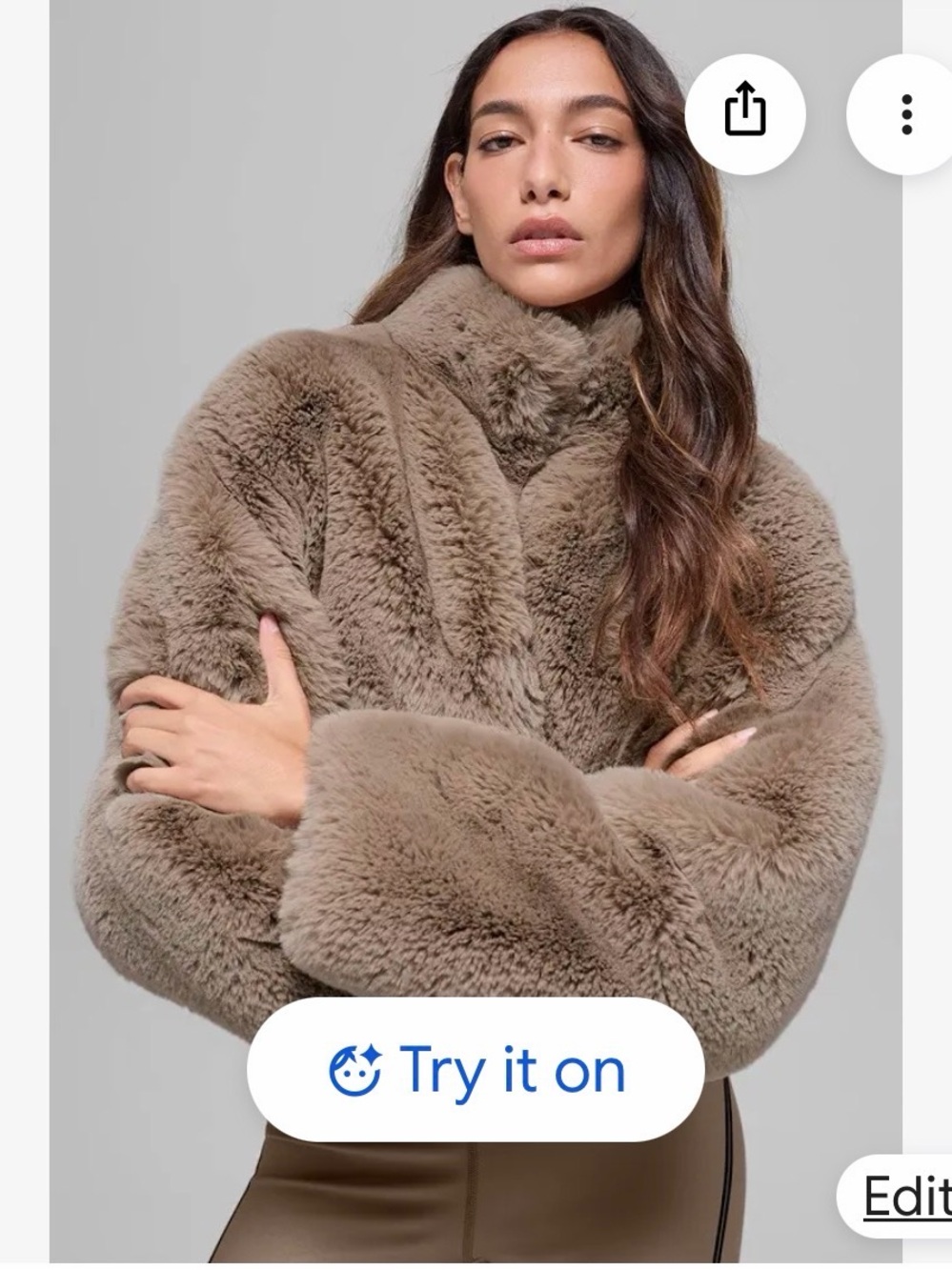 Taupe Faux Fur Coat - Alo Women's Plush Jacket